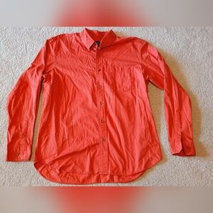Eddie Bauer mens Large Orange Cotton button down shirt Long‎ Sleeve Relaxed Fit